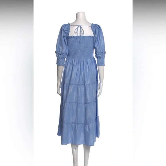 Hill House Nesli Nap Dress in Light Blue Glitter Check Large - Picture 4 of 6